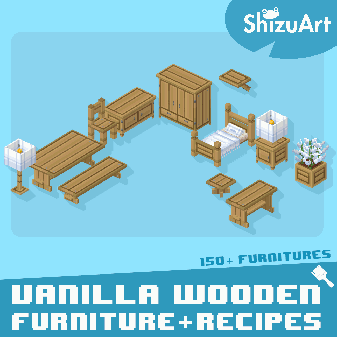 Vanilla Wooden Furniture + Recipes [Dyeable] 미리보기 이미지
