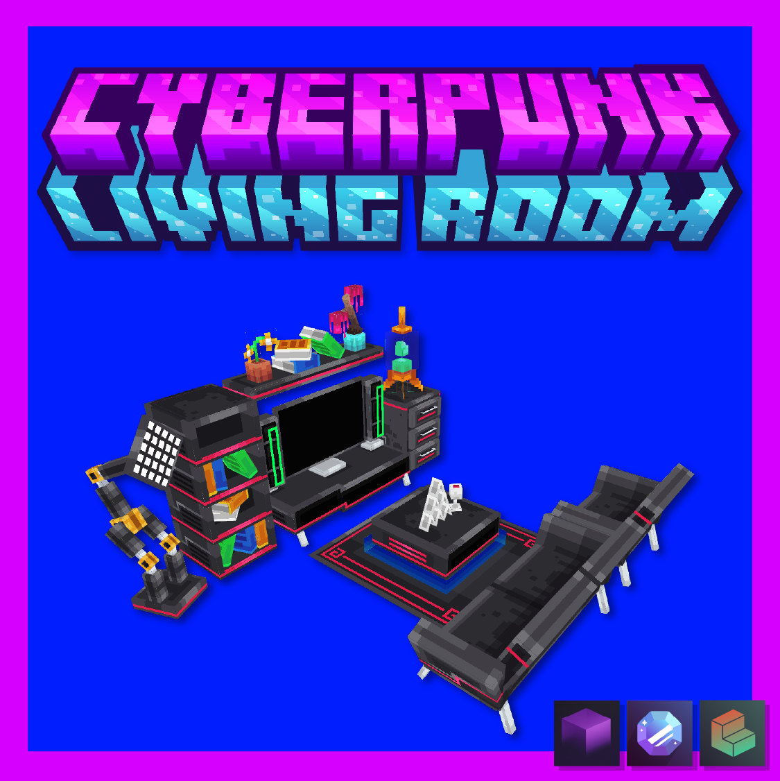 Cyberpunk Living Room Animated Furniture preview image