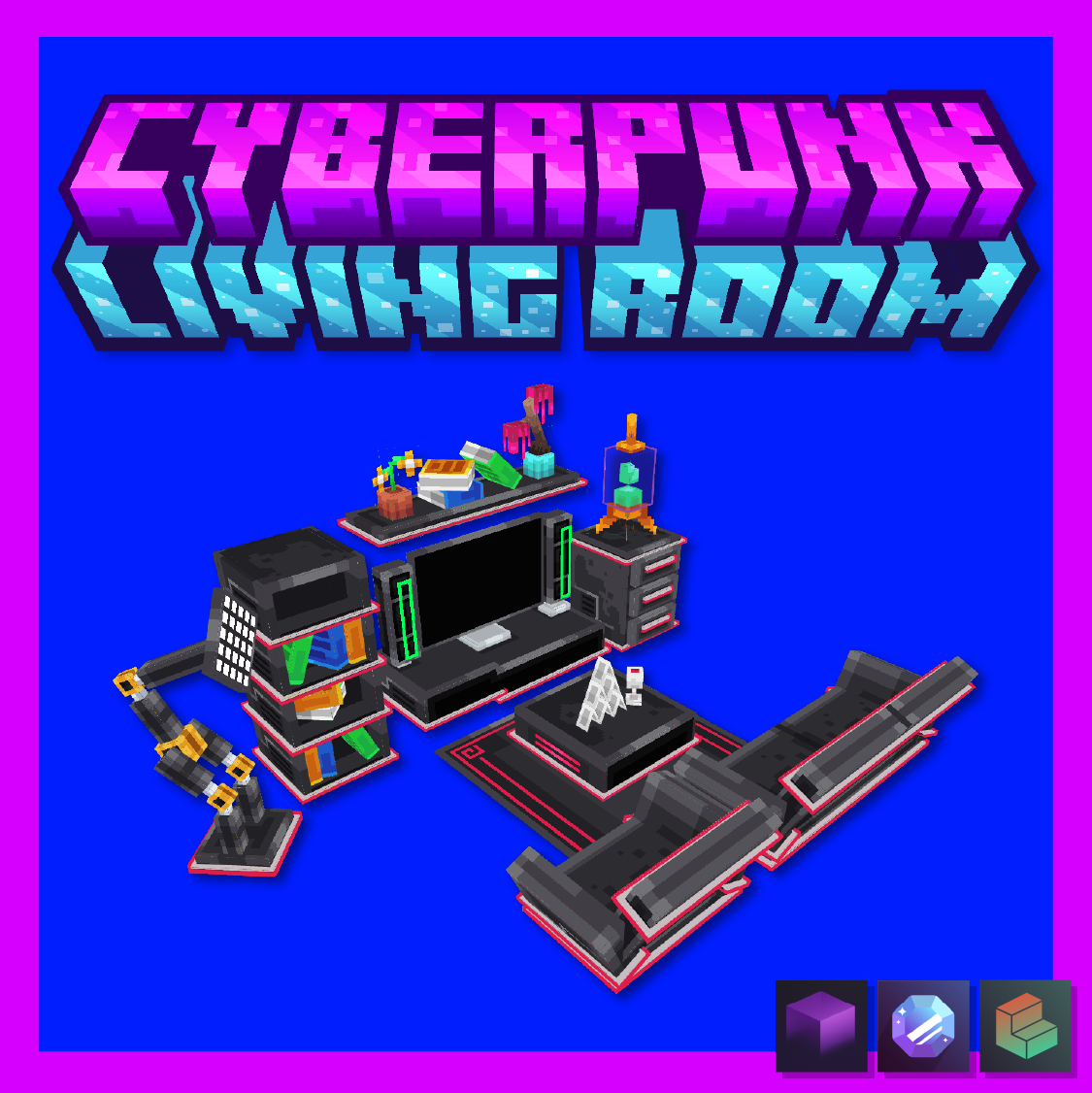 Cyberpunk Living Room Animated Furniture preview image