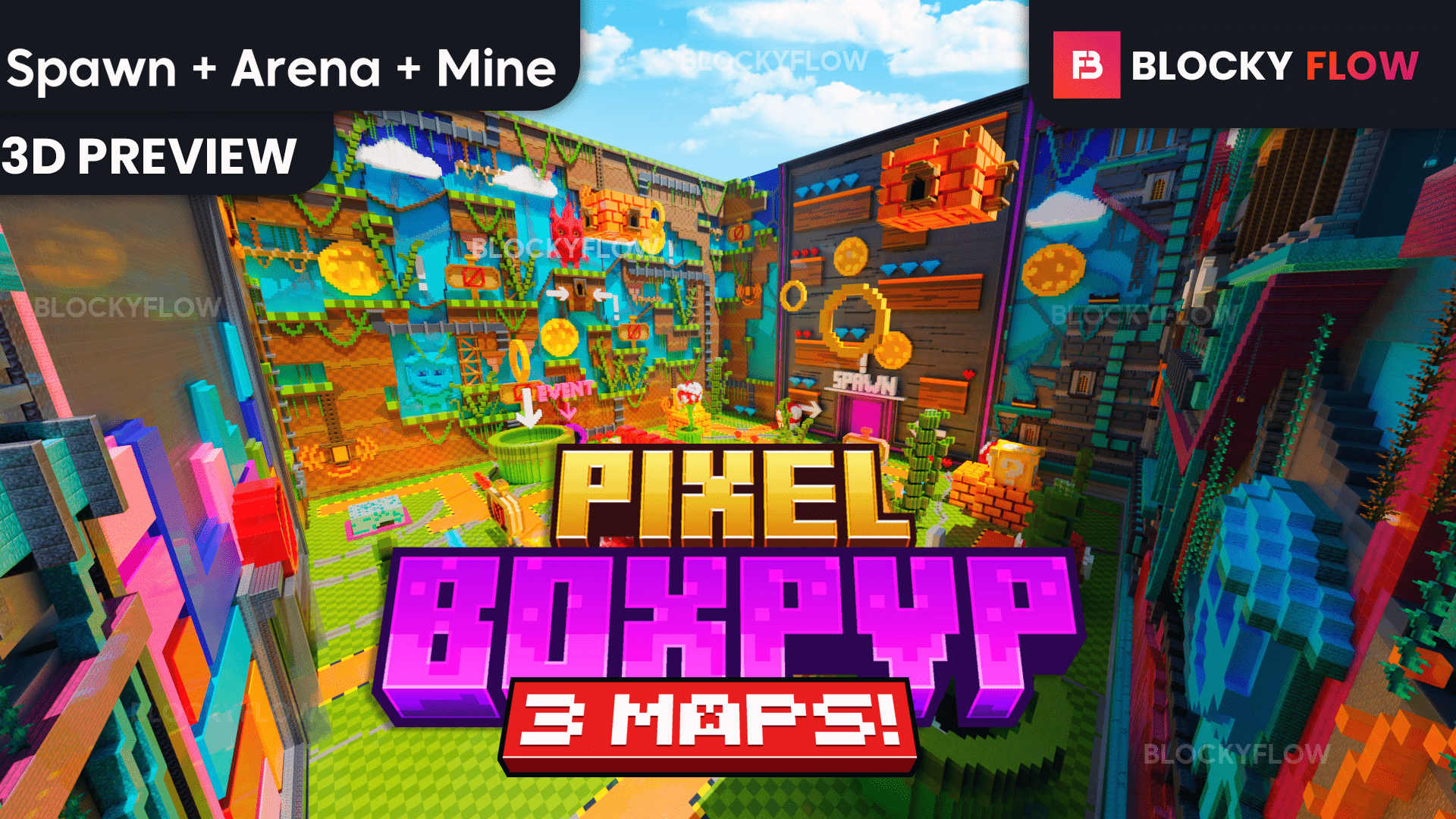 BOXPVP - Spawn + Arena + Mine - Colorful preview image