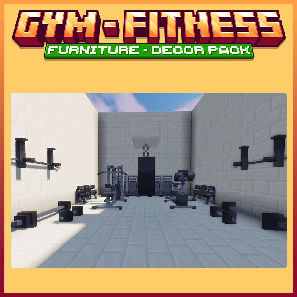 minecraft, blockbench gym, fitness, sport, furniture, decors, props, equipment pack