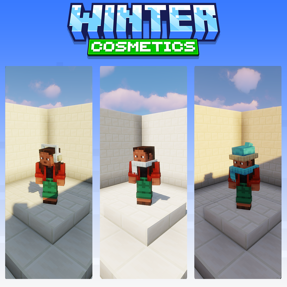 minecraft, blockbench, winter, snow, new year, cosmetics, hats, mask, yeti, 3d model