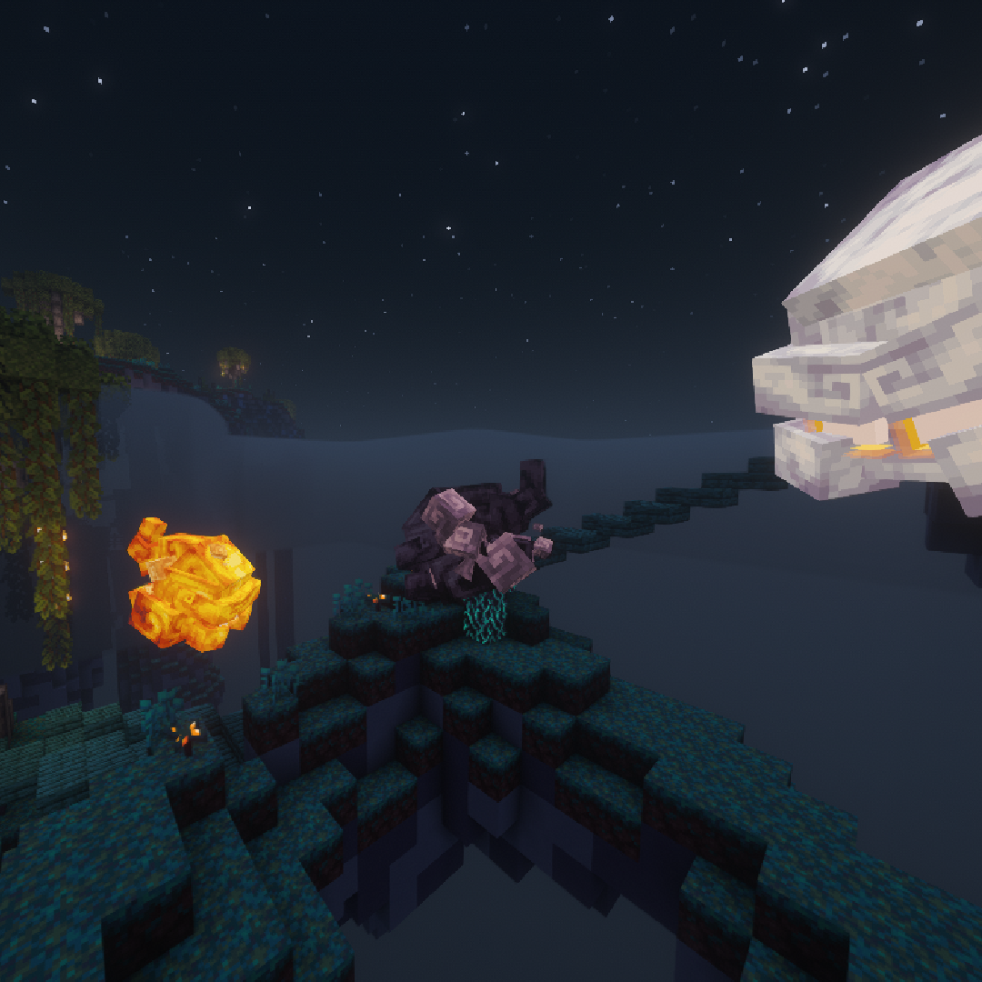 Three Nimbus variants flying around floating island scenery
