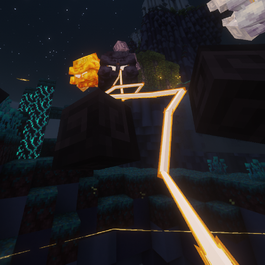 Nimbus firing yellow lightning with a bright white core