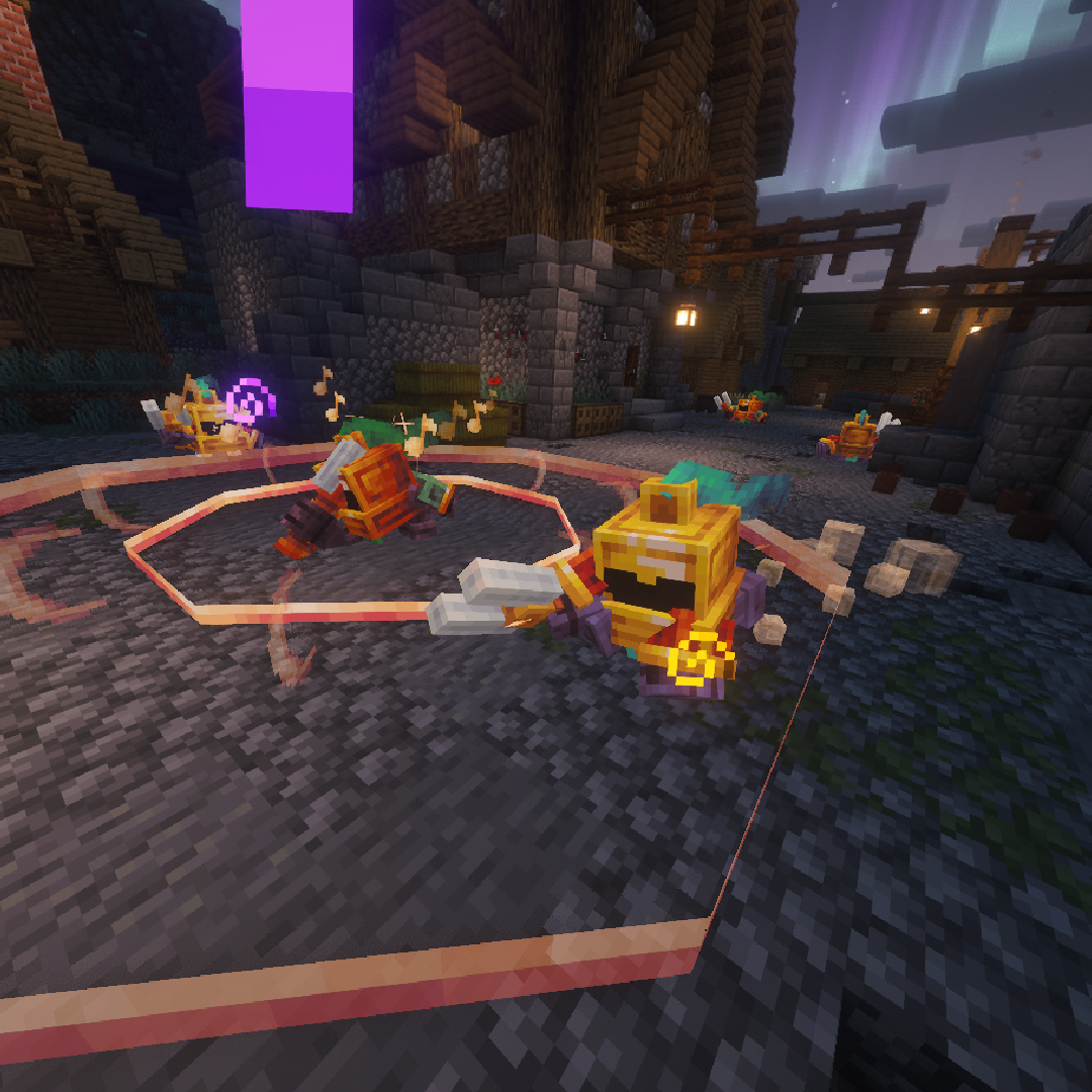 Gold Chime with expanding bell shockwaves and floating notes