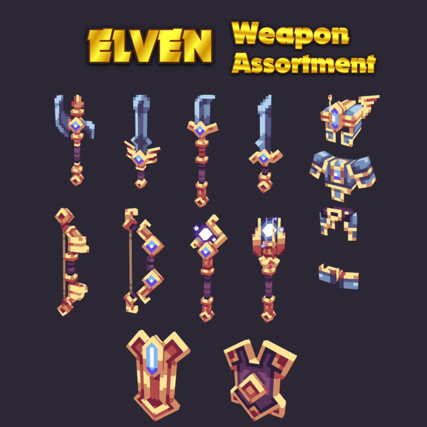 Elven Elf Animated Weapon Set - MCModels