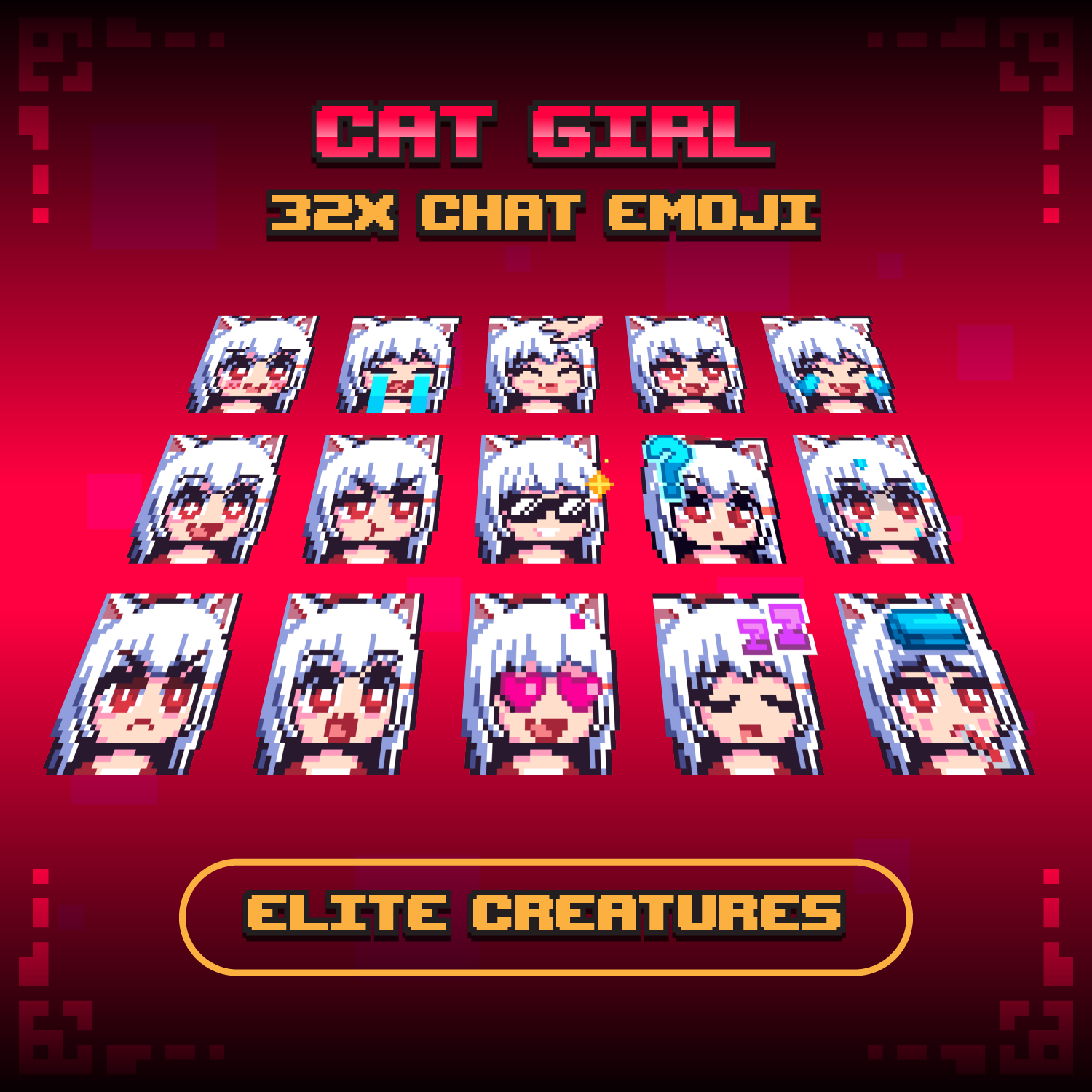 32x, 16x, Minecraft, Discord &amp; Streamer Cat Girl Emojis preview image